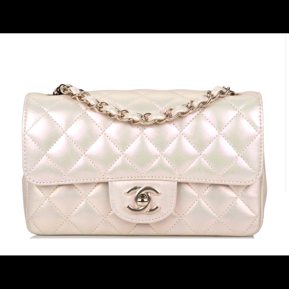 Chanel Ivory Iridescent Rectangular Mini Classic